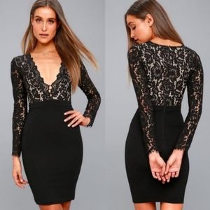 Lulus Swoon-er or Later Black Long Sleeve Dress